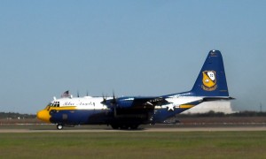 Like the F-18 Hornets, Fat Albert, the Blue Angels' logistics plane is also grounded due to budget cuts. Photo R. Anderson