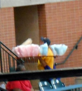 A vendor sells cotton candy and kettle corn at Minute Maid Park. Photo R. Anderson