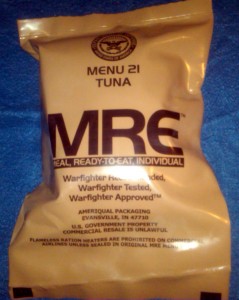 When faced with no power after a storm a supply of MRE rations can come in handy. Photo R. Anderson