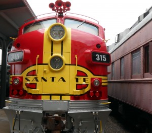 One of the newest exhibitis at the Galveston Railroad Museum is a pair of locomotives painted in the colors of Santa Fe rail lines. Photo R. Anderson