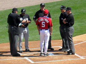 Time will tell whether the new power to challenge calls improves or strains the umpire/manager dynamic. Photo R. Anderson