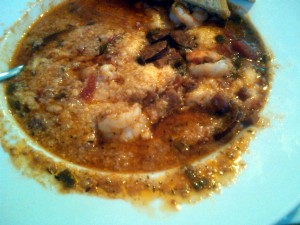 Shrimp and grits hit the spot during the first "cold" day of the year. Photo R. Anderson