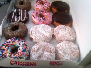 Less than an hour after learning that there was a Dunkin Donuts within 15 miles of me this magical dozen was sitting in my car. Photo R. Anderson