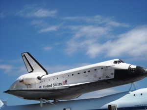Space Shuttle Endeavour is on display in California. Many people in Houston feel that a real Space Shuttle should have been given to Houston. One hopes that is Houston had been given a real Shuttle they would have treated it better than the mockup they were given. Photo R. Anderson