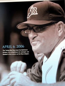 Former Tampa Bay Rays manager Joe Maddon's first victory as a Major League Baseaball manager is memorialized at Charlotte Sports Park. Photo R. Anderson